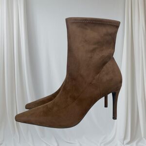 Sonoma NIB 90s Style Brown Faux Suede Stiletto High Heel Ankle Boots Size US 10